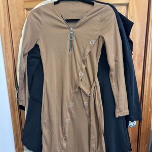 Chic Brown Zipper Cardigan